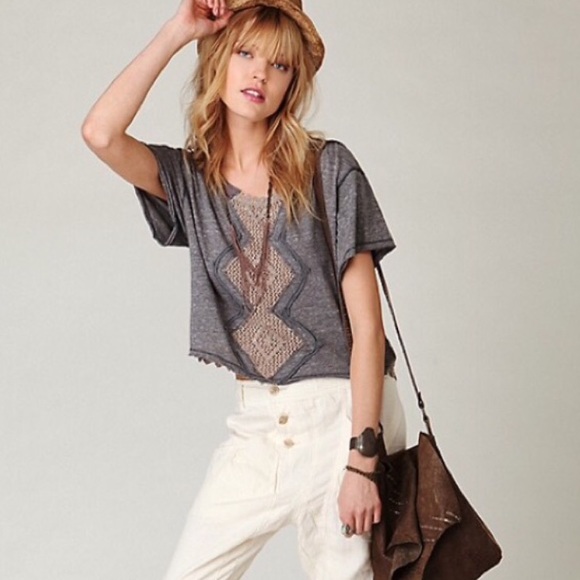 Free People Tops - FP "Crochet Diamond Tee" ✌🏻💛🌻 OFFERS WELCOME